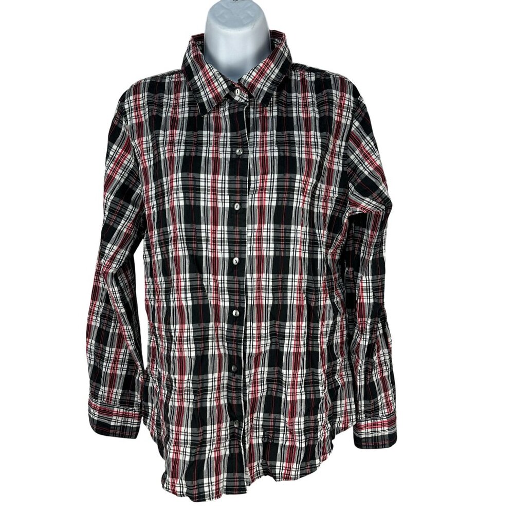 Westbound Size 14 Womens Button Up Shirt Wrinkle Free Plaid